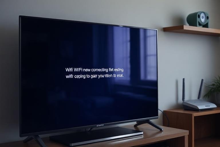 Smart TV displaying a Wi-Fi connection error message next to a router
