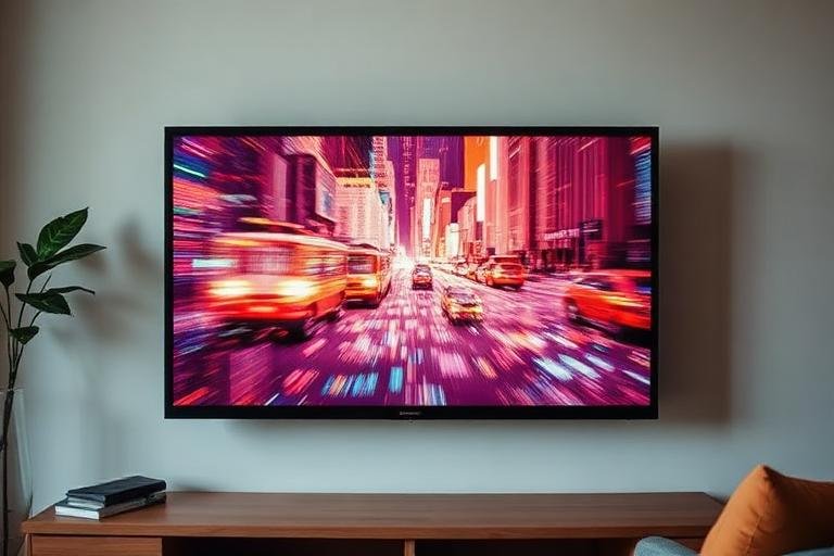 Television showing a flickering distorted picture
